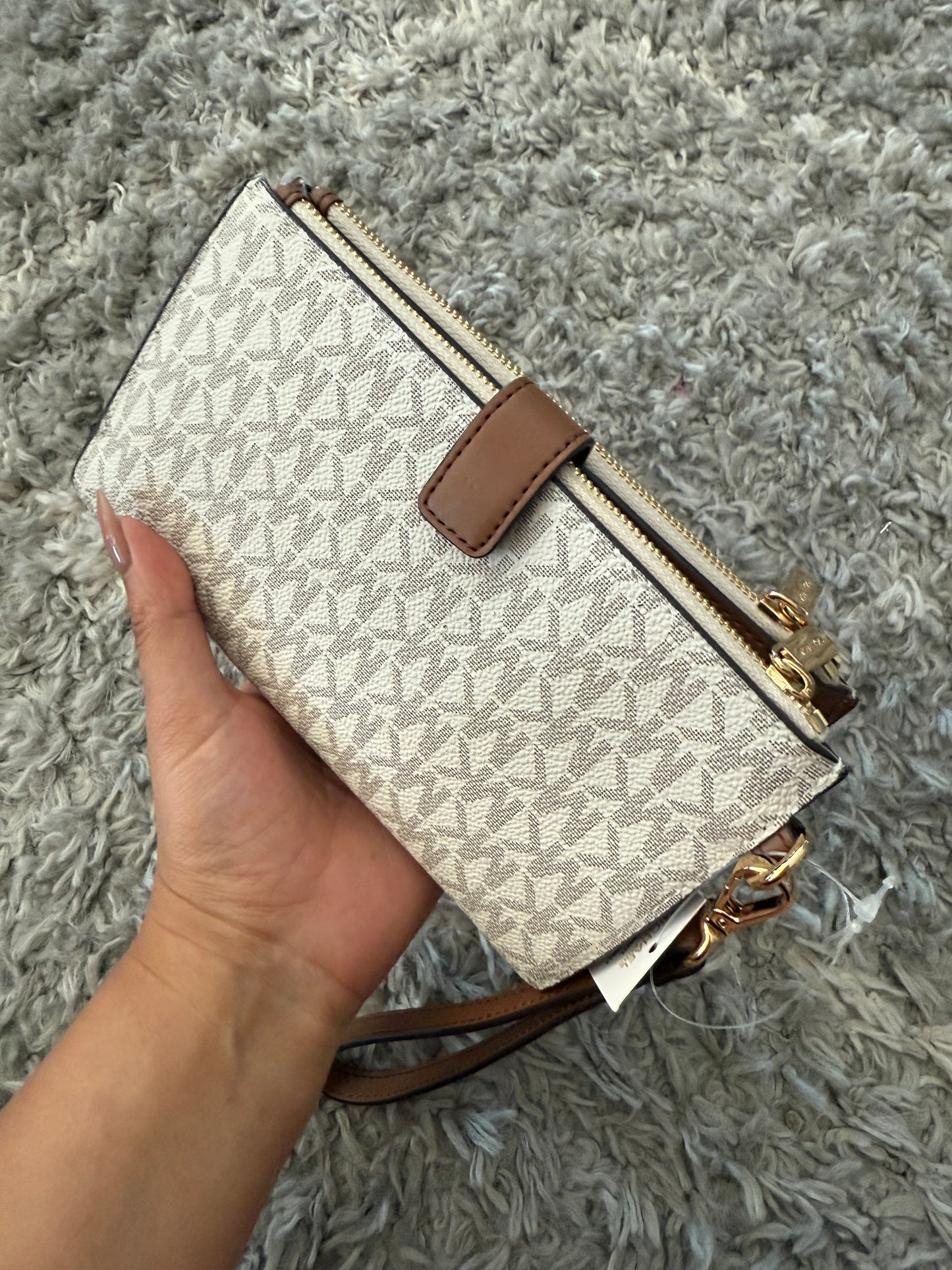 BILLETERA MICHAEL KORS MUJER DOBLE ZIP VAINILLA/CAMEL