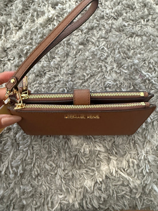 BILLETERA MICHAEL KORS MUJER DOBLE ZIP CAMEL CUERO