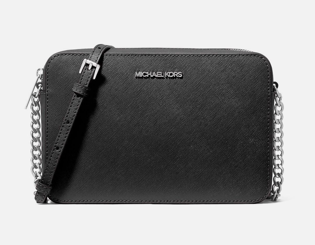CROSSBODY MICHAEL KORS JETSET NEGRO SILVER CUERO