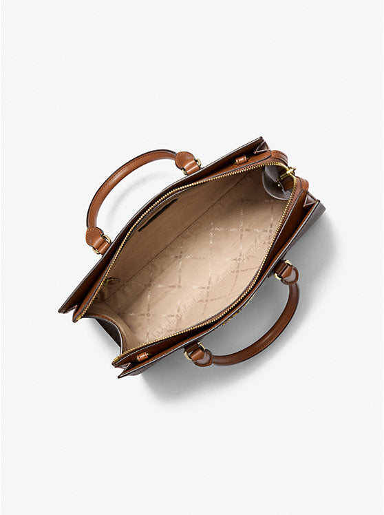 CARTERA MICHAEL KORS CAFÉ MONOGRAMA FRANJA METALIZADA