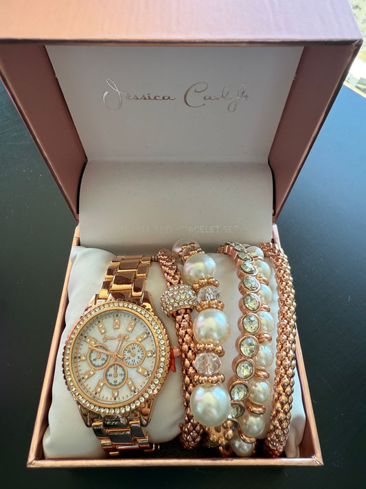 SET RELOJ + PULSERAS JESSICA CARLYLE ROSEGOLD