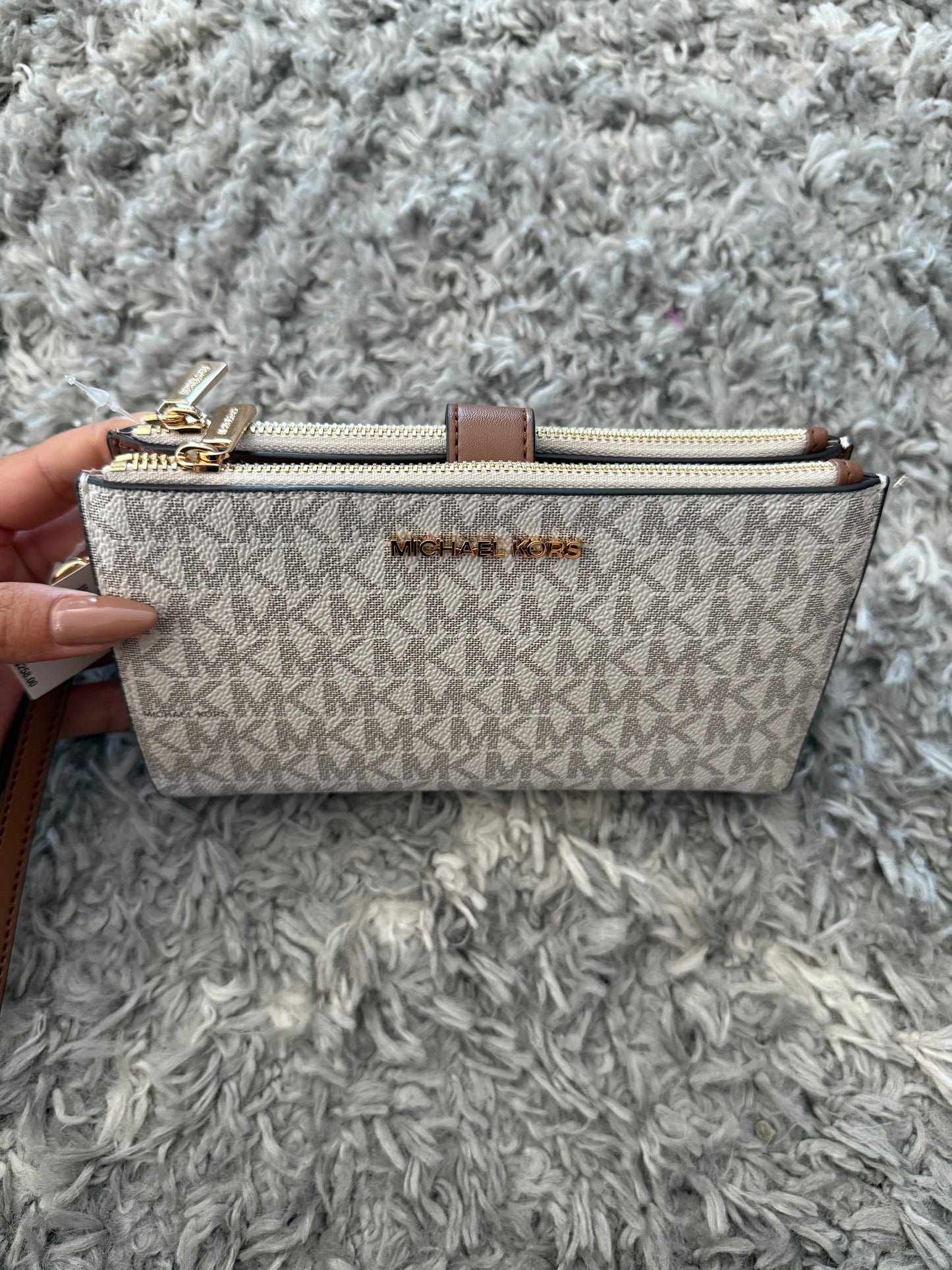 BILLETERA MICHAEL KORS MUJER DOBLE ZIP VAINILLA/CAMEL