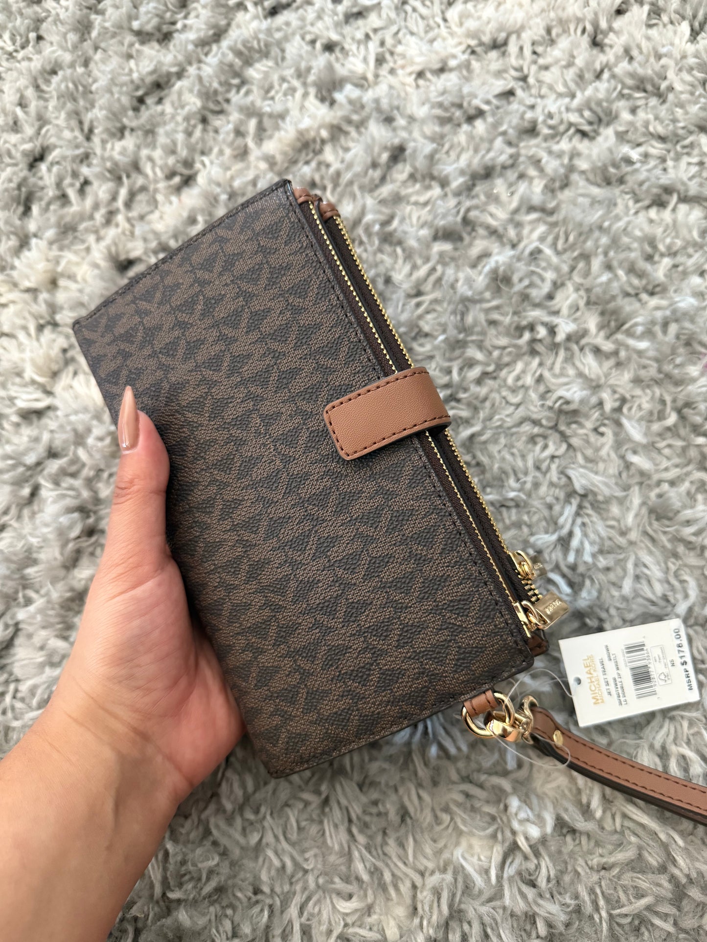 BILLETERA MICHAEL KORS MUJER DOBLE ZIP CAFÉ