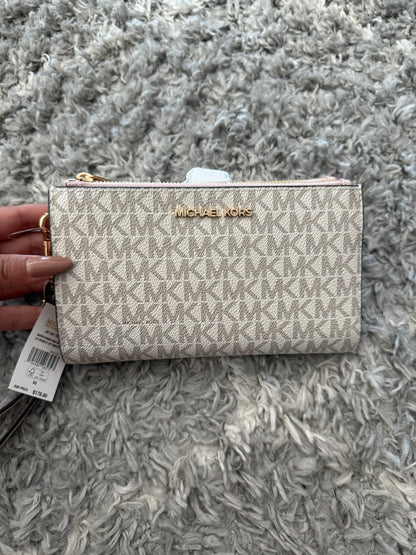 BILLETERA MICHAEL KORS MUJER DOBLE ZIP VAINILLA/ROSA