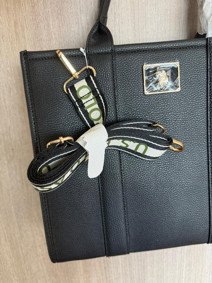 TOTE POLO NEGRO CON STRAP