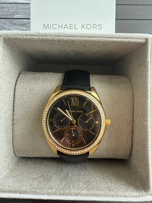 RELOJ MICHAEL KORS MUJER CUERO NEGRO