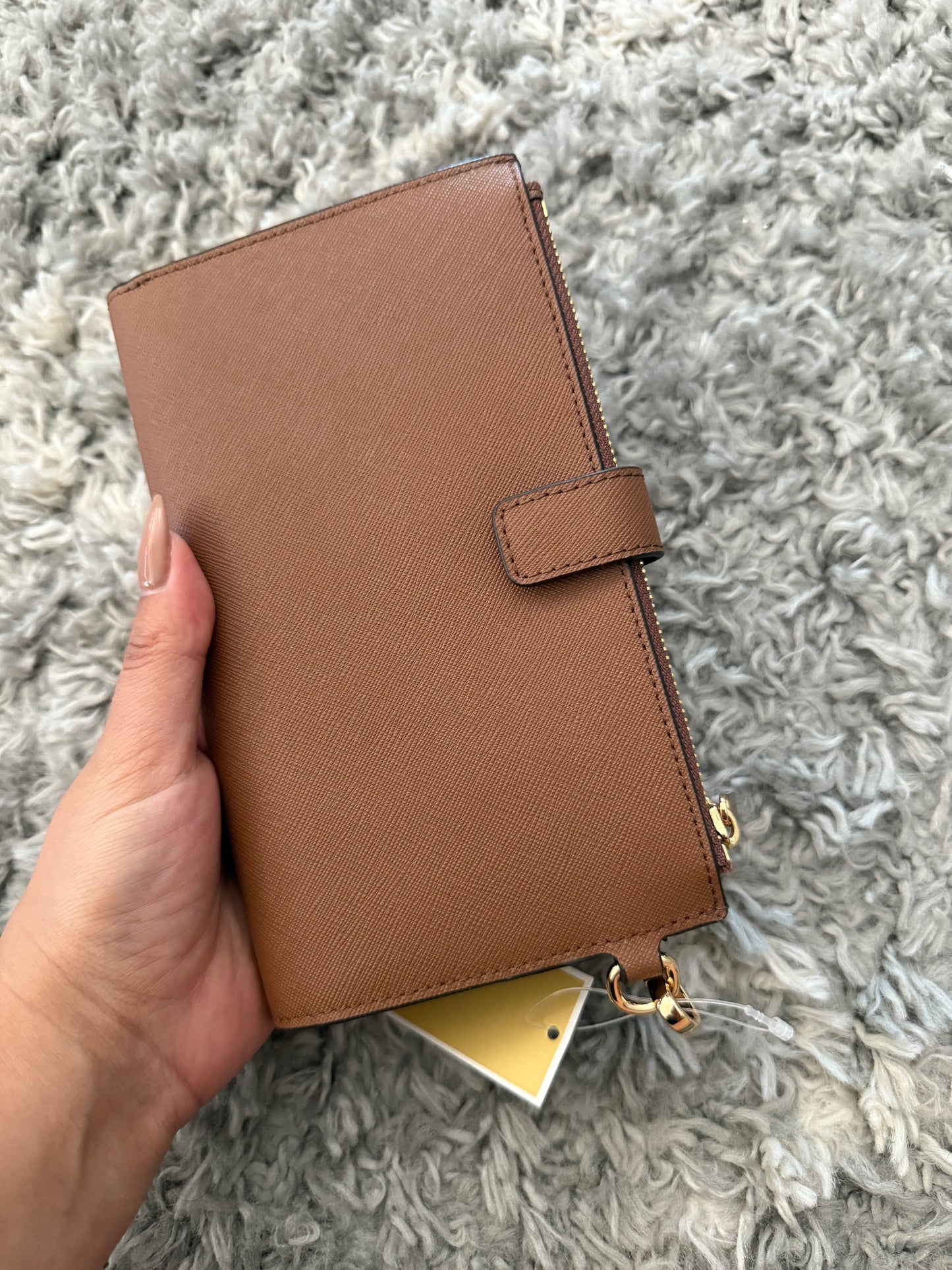 BILLETERA MICHAEL KORS MUJER DOBLE ZIP CAMEL CUERO