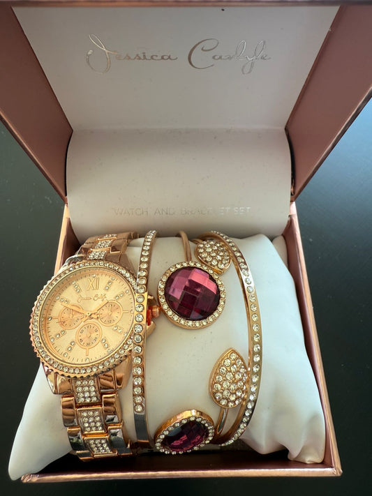 SET RELOJ + PULSERAS JESSICA CARLYLE ROSEGOLD