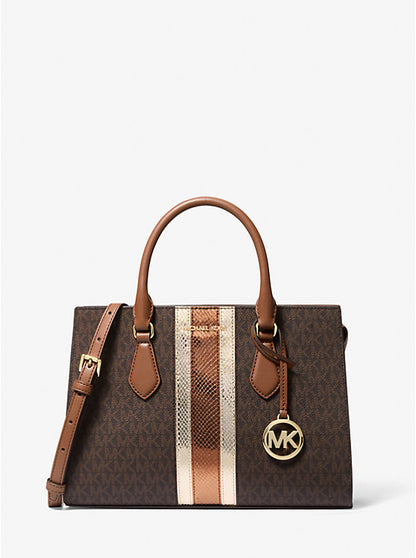 CARTERA MICHAEL KORS CAFÉ MONOGRAMA FRANJA METALIZADA