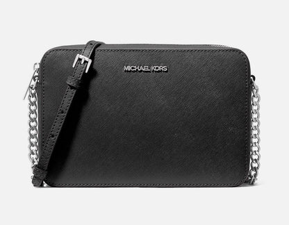 CROSSBODY MICHAEL KORS JETSET NEGRO SILVER CUERO