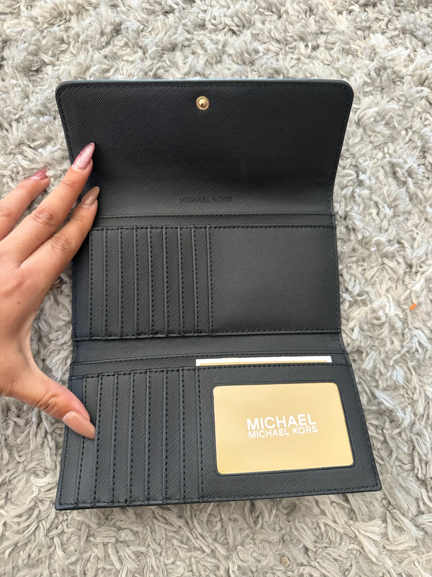 BILLETERA MICHAEL KORS MUJER TRIFOLD NEGRA CUERO