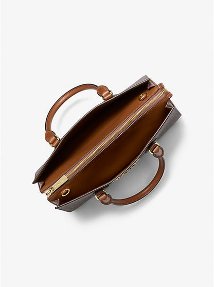 CARTERA MICHAEL KORS CAFÉ MONOGRAMA FRANJA METALIZADA