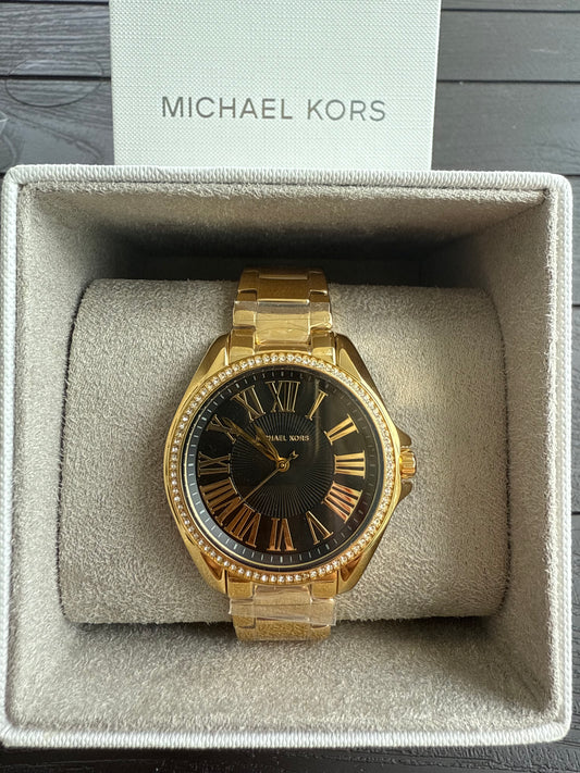 RELOJ MICHAEL KORS MUJER DORADO FONDO NEGRO