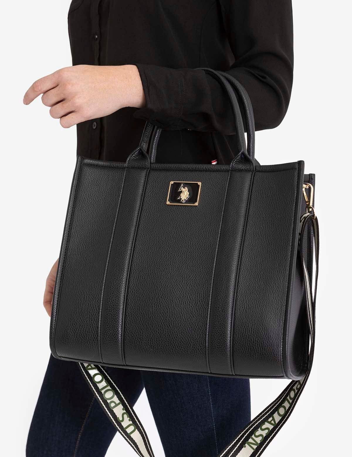TOTE POLO NEGRO CON STRAP