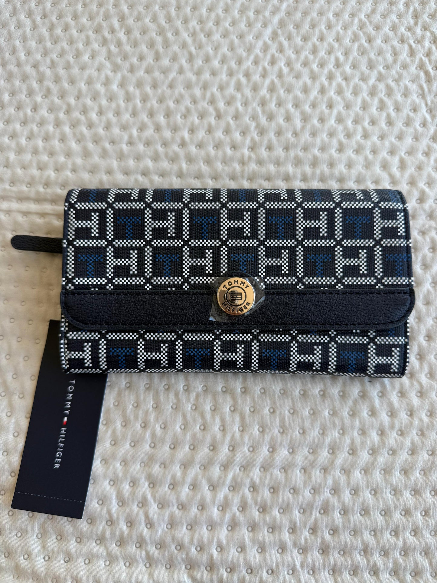BILLETERA TOMMY HILFIGER AZUL MONOGRAMA