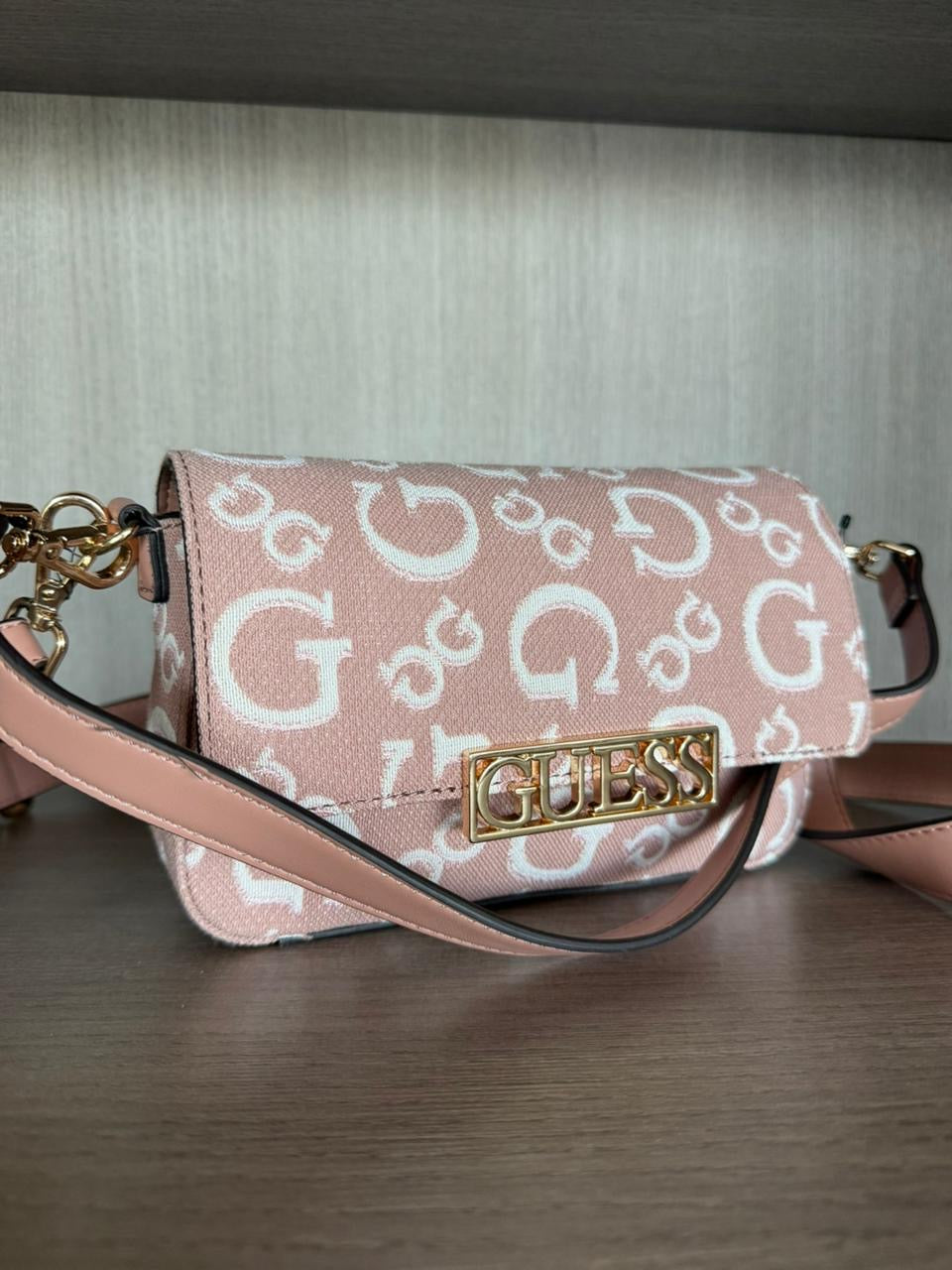 CROSSBODY GUESS TELA-ROSA MONOGRAMA